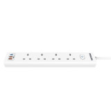 Philips CHP8243WB 30GAN 3USB 4插座總開關拖板 - 白色 | 3USB智能分流 | 安全防雷 | 獨立開關 | 香港行貨 | 一年保養