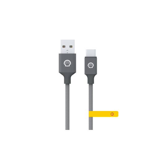 Shell CB-AC023 USB C to USB A 灰銀尼龍編織充電線 - 1m | 高速數據傳輸 | 強化尼龍編織抗拉扯 | 香港行貨