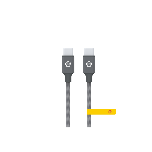 Shell CB-CC012 USB C to USB C 灰銀尼龍編織充電線 - 1m | 高速數據傳輸 | 強化尼龍編織抗拉扯  | 香港行貨