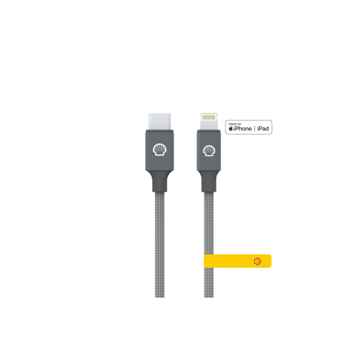 Shell CB-CL015 USB C to Lightning MFi 灰銀尼龍編織充電線- 1m | 高速數據傳輸 | 強化尼龍編織抗拉扯 | 香港行貨