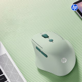 HP惠普 Engineer 1 辦公室專用靜音人體工學無線滑鼠 - 綠色 | 7檔可調節DPI | 雙翼指托 | 傾斜設計 | 拇指凹槽