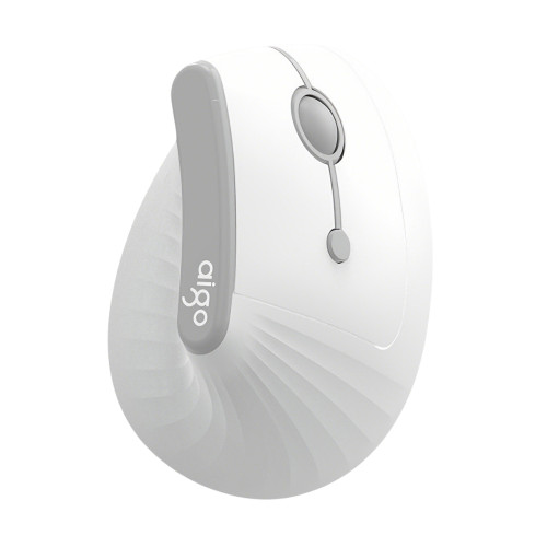 Aigo LM808 無線人體工學垂直滑鼠 - 白色 | 3檔DPI調節 | 94g超輕重量 | 靜音按鍵 | 六種功能按鍵