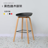 OEOLG-H615 簡約北歐風酒吧高腳椅 - 黑色 | 防潮防黴曲木腳架 | 四點式金屬加固架 | 43cm寬大坐面 (4張起訂)