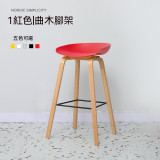 OEOLG-H615 簡約北歐風酒吧高腳椅 - 紅色 | 防潮防黴曲木腳架 | 四點式金屬加固架 | 43cm寬大坐面 (4張起訂)