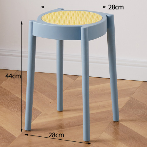 OEDD 可堆疊風車狀鏤空圓形凳 - 藍色 | 仿藤編鏤空散熱座面 | L.G.F增強韌性佳 | 疊摞省空間好收納