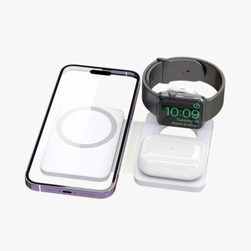 EGO 3in1 MAGPAD2 Magsafe 充電器 - 白色 | 無線充電板 | 無線充電座 | 磁吸無線摺疊充電板 | 香港行貨