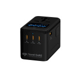 EGO 100W Travel GaN2 4USB旅行轉換插 - 黑色 | 超微 4 代氮化鎵 GaN 晶片 | TFT 螢幕顯示 | 雙口同時快充 | 香港行貨