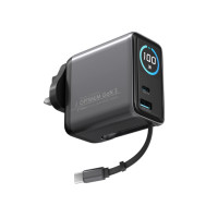 EGO 100W OPTIMUM GaN3 旅行充 - 黑色 | OLED螢幕顯示 | GaN第三代晶片 | 8重安全保護 | 65cm伸縮線 100W快充 | 香港行貨