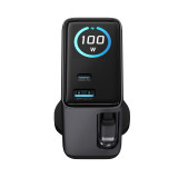 EGO 100W OPTIMUM GaN3 旅行充 - 黑色 | OLED螢幕顯示 | GaN第三代晶片 | 8重安全保護 | 65cm伸縮線 100W快充 | 香港行貨