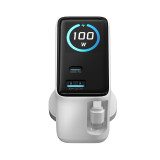EGO 100W OPTIMUM GaN3 旅行充 - 白色 | OLED螢幕顯示 | GaN第三代晶片 | 8重安全保護 | 65cm伸縮線 100W快充 | 香港行貨