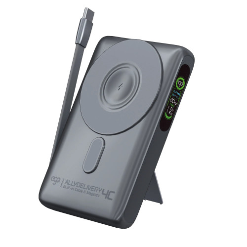EGO KH-01 AllyDelivery 4C @3C Cert. Magsafe 10000mAh 5in1 powerbank - 灰色 | MagSafe 無線充 + 手錶無線充 | OLED 螢幕 | 香港行貨