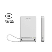 XPower MagNetoPlus Q10 Pro 5A鋁合金磁吸移動電源(10000mAh) - 銀色 | 45W PD3.0快充 | 支架及數顯功能 | 3C可追溯二維碼 | 內置Type-C充電線 | 香港行貨