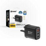 XPower GW65C 65W 3輸出迷你快充插牆GaN充電器 - 黑色 | 可摺疊伸縮腳 | PD3.0/PPS/QC快充協議 | 65W GaN 氮化鎵技術 | 香港行貨