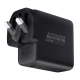 XPower X140Pro 140W 4輸出Gan智顯充電器 - 黑色 | 支援PD/PPS/UFCS充電協議 | 智顯狀態實時跟蹤 | 可折疊伸縮腳 | 香港行貨