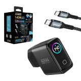 XPower X140Pro 140W 4輸出Gan智顯充電器 - 黑色 | 支援PD/PPS/UFCS充電協議 | 智顯狀態實時跟蹤 | 可折疊伸縮腳 | 香港行貨