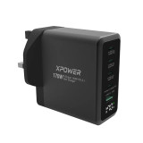 XPower 028 170W 5輸出Gan數顯充電器 - 黑色 | 單端口最大140W | 支援MacBook Pro快充 | 內置智能數顯 | 香港行貨