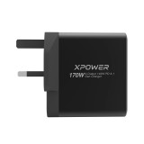 XPower 028 170W 5輸出Gan數顯充電器 - 黑色 | 單端口最大140W | 支援MacBook Pro快充 | 內置智能數顯 | 香港行貨