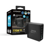 XPower 028 170W 5輸出Gan數顯充電器 - 黑色 | 單端口最大140W | 支援MacBook Pro快充 | 內置智能數顯 | 香港行貨
