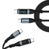XPower YC092 LED顯示 240W鋁合金高速傳輸尼龍C-C充電線 - 2M | 支援240W PD3.1快充 | 內置E-marker 芯片 | 香港行貨