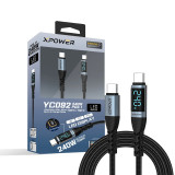 XPower YC092 LED顯示 240W鋁合金高速傳輸尼龍C-C充電線 - 2M | 支援240W PD3.1快充 | 內置E-marker 芯片 | 香港行貨