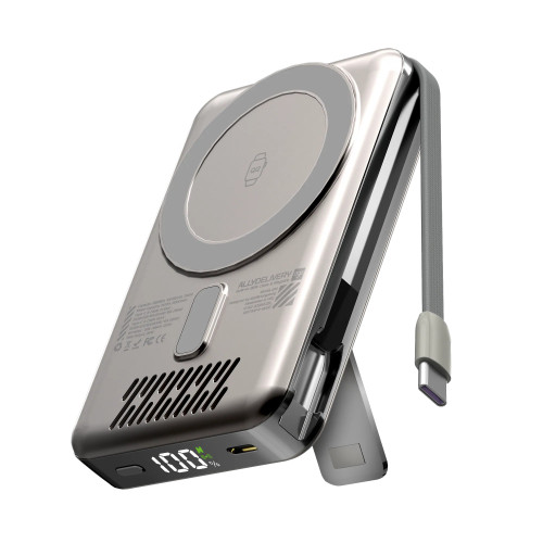 EGO  AllyDelivery 4S @Magsafe 10000mAh 6in1 外置電 - 銀色 | 35W PD 極速快充 | Qi2 無線快充 15W | 香港行貨