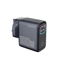 Connecty CA431D PowerVision 100W 智能 AI TFT GaN 快速充電器 - 黑色 | AI 智慧 TFT 顯示螢幕 | 支援100W高功率輸出 | 香港行貨