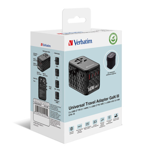 Verbatim GaN III 140W 通用旅行轉插 (UTA-10)