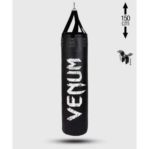 Venum Challenger 重型沙袋 + 天花板掛鉤 - 黑/白 - 已填充 - 150cm高