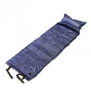 可捲式自動充氣睡墊地蓆連充氣枕頭 |  可拼接雙人地蓆 - 藏青色