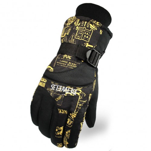 全指防風保暖滑雪手套 | 加厚防潑水 - 黃色細碼