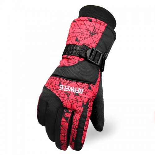 全指防風保暖滑雪手套 | 加厚防潑水 - 紅色大碼