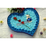 92朵心形小熊香皂玫瑰花禮盒 | 保鮮永生花 - 藍色