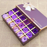 18朵漸變色香皂玫瑰花禮盒 | 保鮮永生花 - 紫色