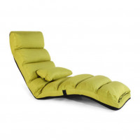 日式創意懶人梳化折疊椅加長款 | 可摺疊單人榻榻米地板躺椅 亞麻布 - 果綠色