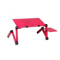 鋁合金床上手提電腦桌 | 折疊懶人桌電腦支架 - 粉紅色