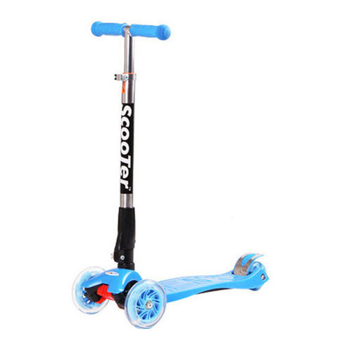 【特價瑕疵品-小花痕】ScooTer 4輪可摺疊兒童滑板車 - 藍色