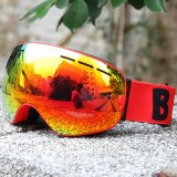 BENICE 大球面雙層防霧滑雪護目鏡 | 可配合眼鏡用 滑雪眼鏡 - 藍白色