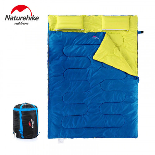 NatureHike 戶外情侶雙人睡袋 (SD15M030-J) - 藍色 |  情侶款四季露營 純棉加寬 加厚保暖