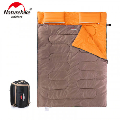 NatureHike 戶外情侶雙人睡袋 (SD15M030-J) - 棕色 |  情侶款四季露營 純棉加寬 加厚保暖