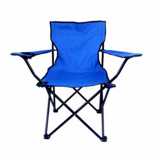戶外透氣摺疊扶手椅導演椅 | 野外露營休閒椅 沙灘椅釣魚椅 - 藍色 