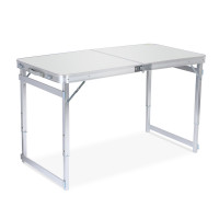 可攜式鋁合金長方形摺疊桌子 摺枱 - 白色暗花紋