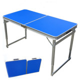 【瑕疵品優惠】可攜式鋁合金長方形摺疊桌子 折枱 - 瑕疵品只限自取 - 藍色