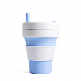 美國STOJO pocket cup 可摺疊的環保咖啡杯 470ml 帶吸管 - 藍色