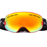 BENICE 兒童款滑雪眼鏡 SNOW-4304 | 大球面雙層防霧滑雪護目鏡 | 可配合眼鏡用滑雪鏡 紅色