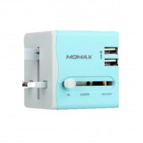 MOMAX UA4 2.1A 雙USB萬用旅行轉插 全球通用 | 旅行插頭 | 香港行貨 藍色