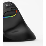 DELUX M618Mini 雙模立式垂直鼠標 |  可充電無線藍牙鼠標 人體工程學滑鼠 | 4檔DPI 調節 - 黑色