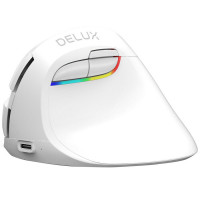 DELUX M618Mini 雙模立式垂直鼠標 |  可充電無線藍牙鼠標 人體工程學滑鼠 | 4檔DPI 調節 - 白色