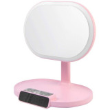 Namisen 五合一LED化妝鏡藍牙音箱鬧鐘 - 粉紅色