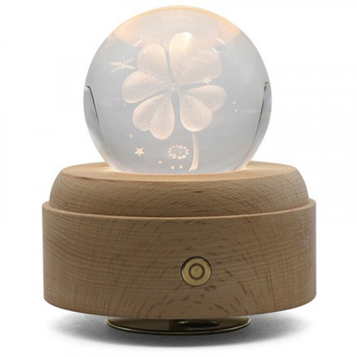 家居水晶球音樂盒 (四葉草款) | 浪漫夜燈臥室擺件