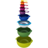 英國 Joseph Joseph 創意彩虹量杯打蛋盆9件套裝 | 洗菜盆套盆套碗 烘焙厨房